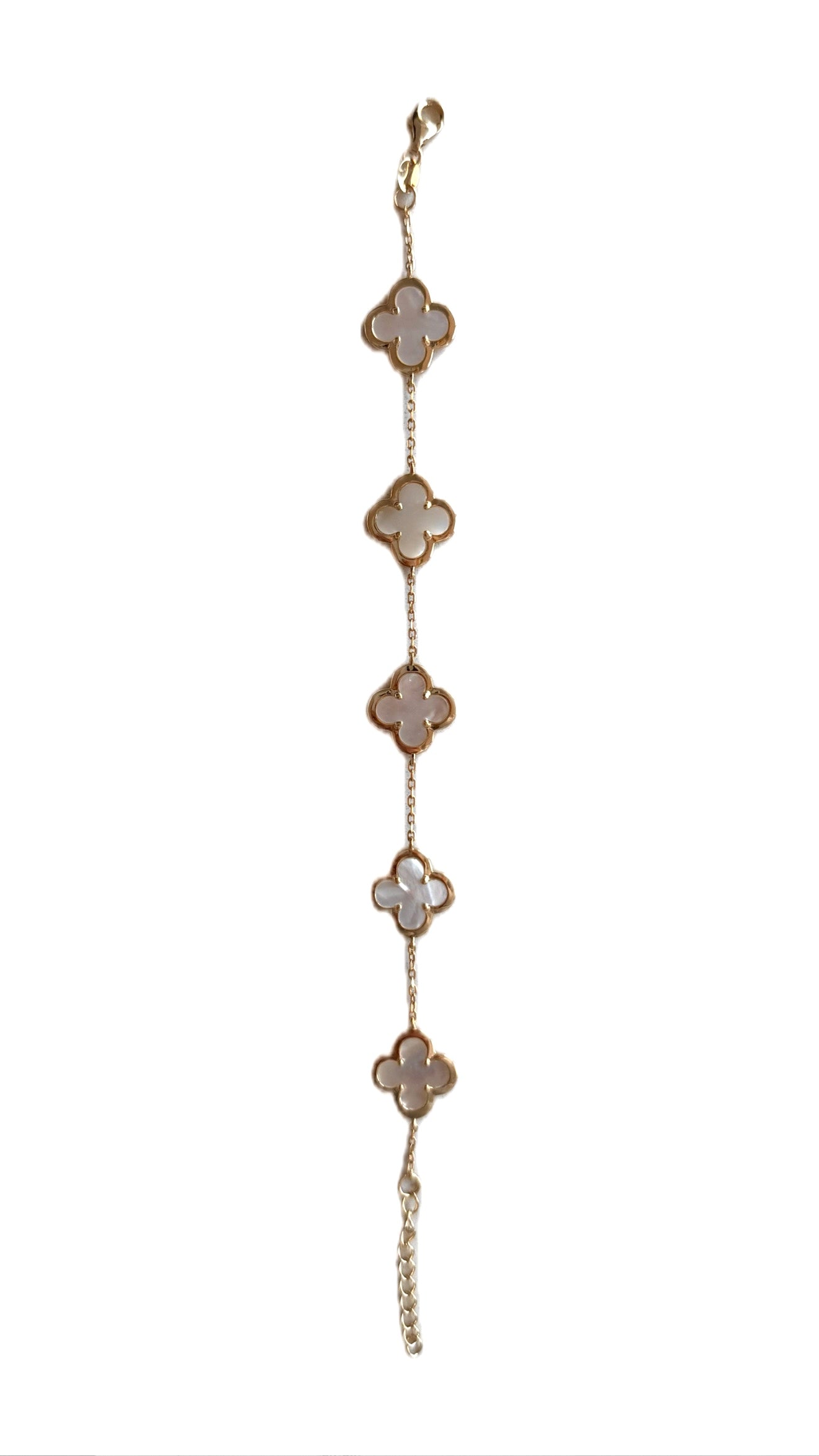 Four Leaf Clover Bracelet - 'Pure Gold' Design and Mother of Pearl 18k Gold Plated on silver