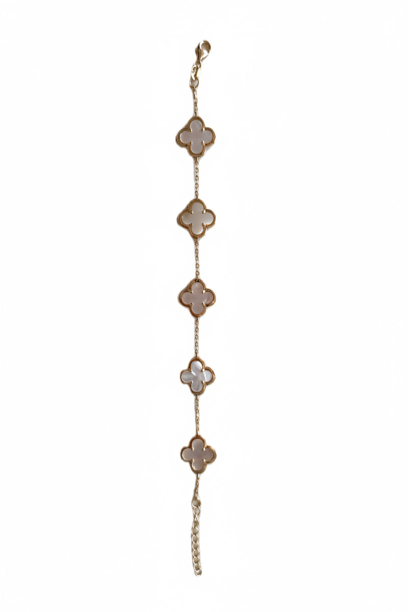 Four Leaf Clover Bracelet - 'Pure Gold' Design and Mother of Pearl 18K GP