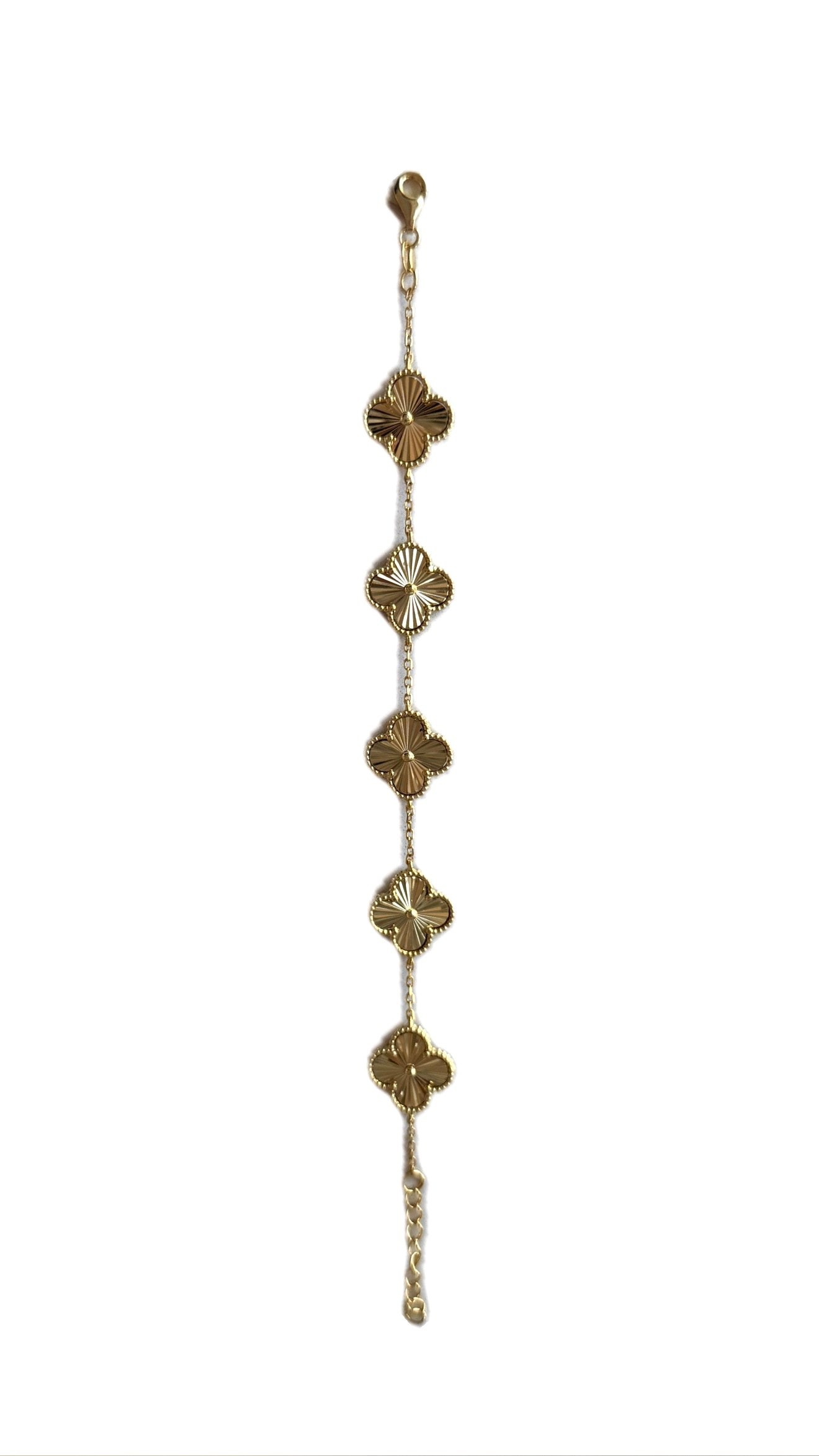 Four Leaf Clover Bracelet - 5 Motif Vintage Gold
