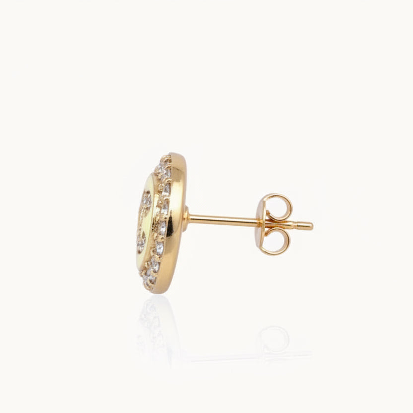 Designer Inspired CC logo Circle Studs with 18K GP