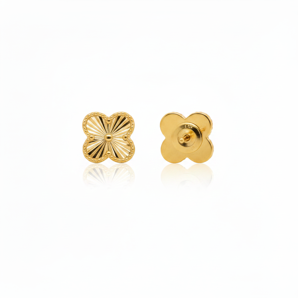 Four Leaf Clover Earrings 925 Silver 18K GP