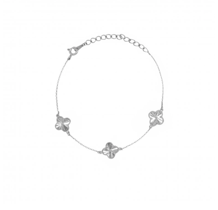 Four Leaf Clover Rhodium Plated Bracelet