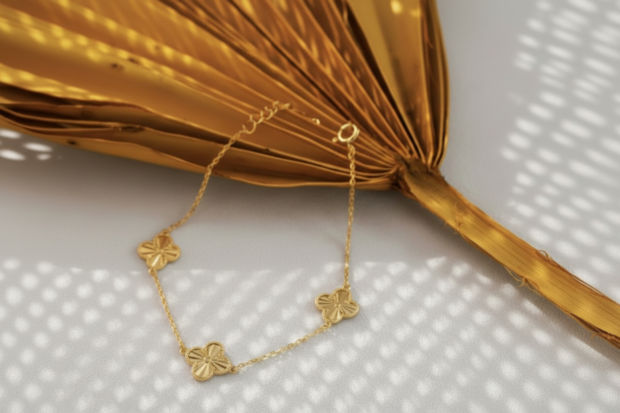 Four Leaf Clover Vermeil Bracelet (18K gold plated on silver)