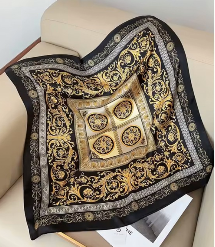 Designer Inspired Black & Yellow Scarf 27.5" by 27.5"