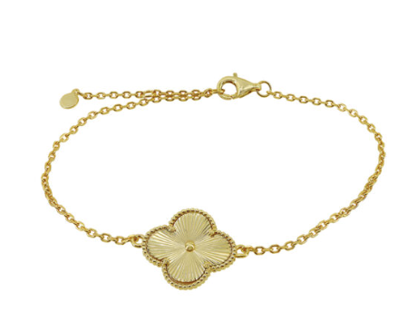 Four Leaf Clover Vermeil (18K Gold Plated) Bracelet with one large clover