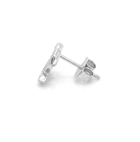 Designer Inspired CC logo Sterling Silver Studs with Half CZ