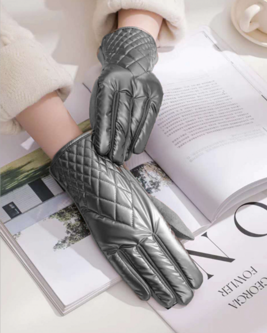 Silver Shiny Bubble Gloves