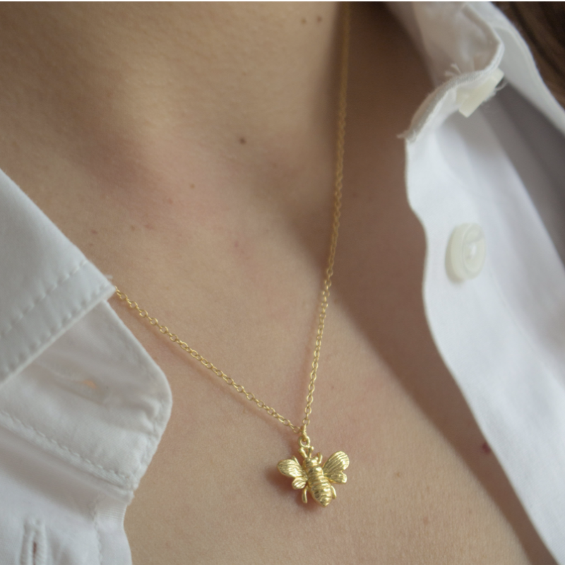 Gold Plated Honey Bee Necklace 18" chain