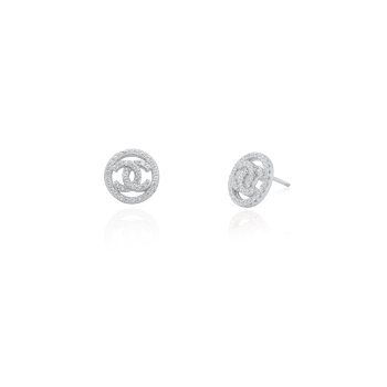 Designer Inspired CC logo Sterling Silver Studs (Border)