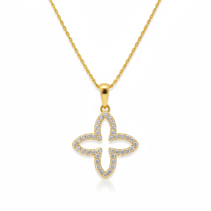 Clover Cubic Zirconia Pendant & Chain