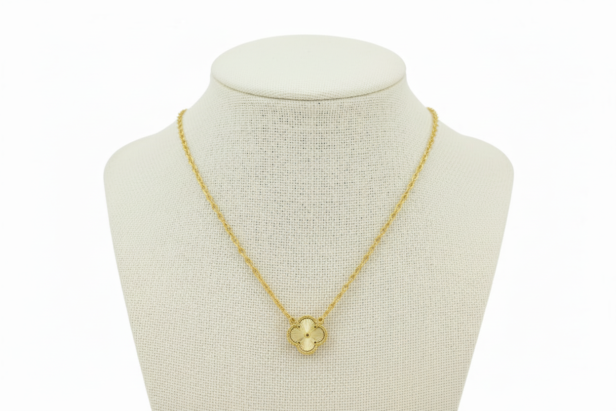 Designer Inspired Four Leaf Clover 18k Gold Plated Vermeil Necklace