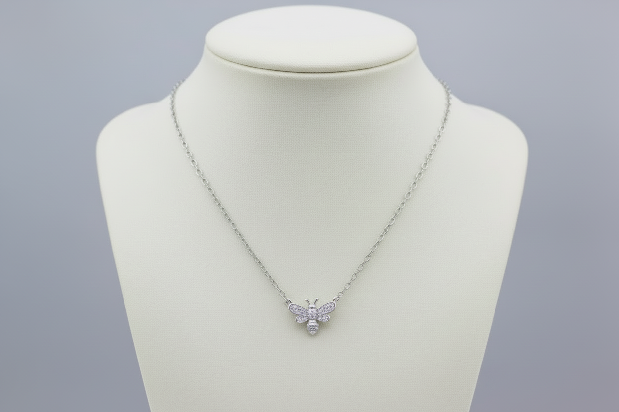 Sterling silver Honey Bee Necklace 18" chain