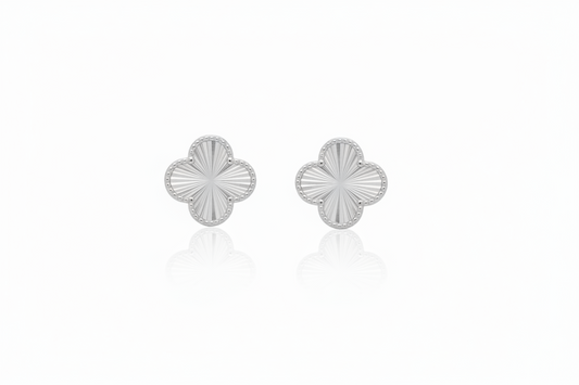 Four Leaf Clover 925 Silver Rhodium Plated Studs