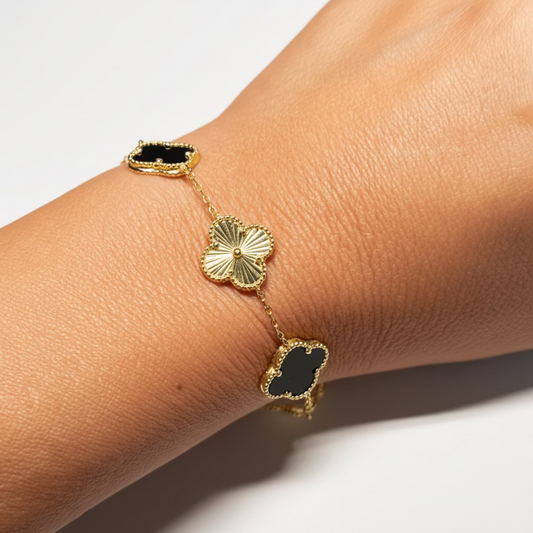 Four Leaf Clover Bracelet - 5 Motif 18k GP