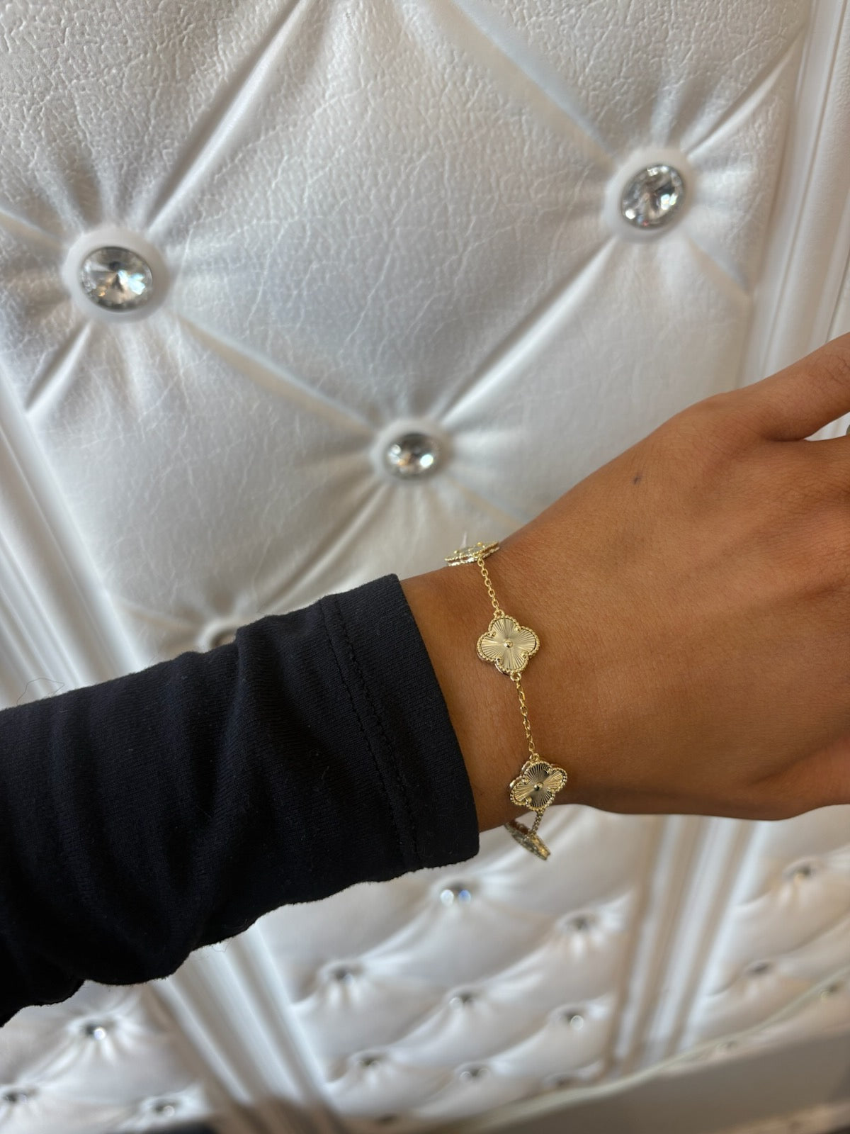 Four Leaf Clover Vermeil (18K Gold Plated) Bracelet with 5 large clovers