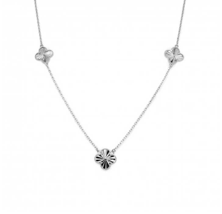 Four Leaf Clover Necklace Rhodium Plated with 3 Floating clovers
