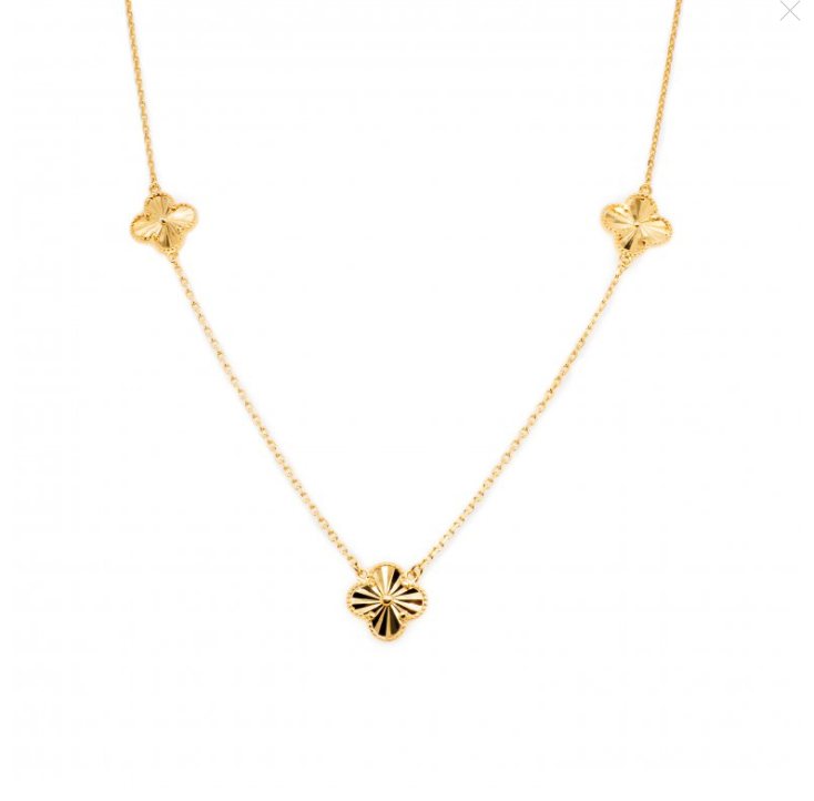 Four Leaf Clover Necklace Vermeil 18K Gold Plated with 3 Floating clovers