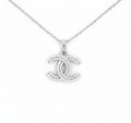 Designer Inspired CC logo Sterling Silver CZ Necklace 2 row