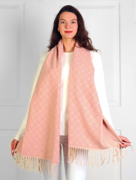 Designer Inspired LV Print Pink Scarf