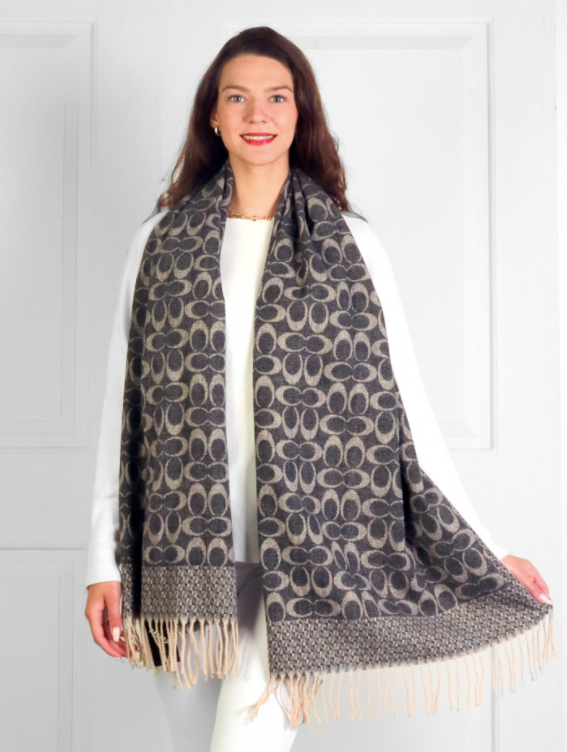 Designer Inspired C Logo Scarf Dark Grey