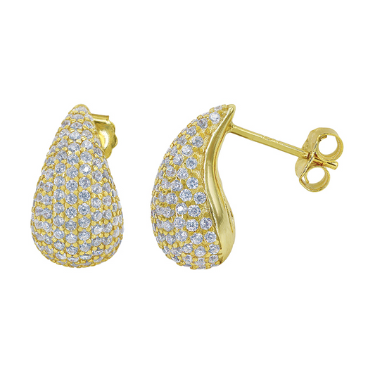 Designer Inspired Teardrop Studs Gold Plated CZ