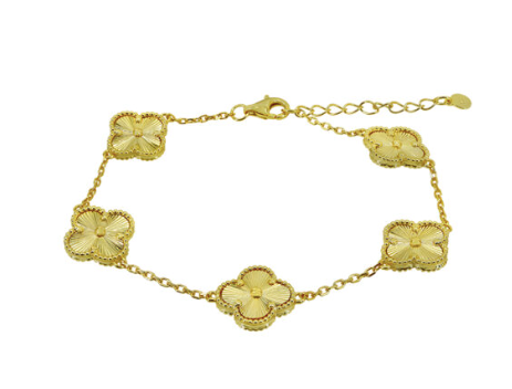Four Leaf Clover Vermeil (18K Gold Plated) Bracelet with 5 large clovers