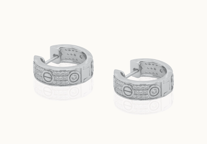 Designer Inspired LOVE Huggies 925 Silver Earrings