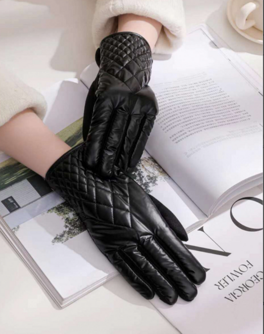 Black Shiny Bubble Gloves