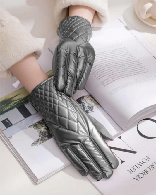 Silver Shiny Bubble Gloves