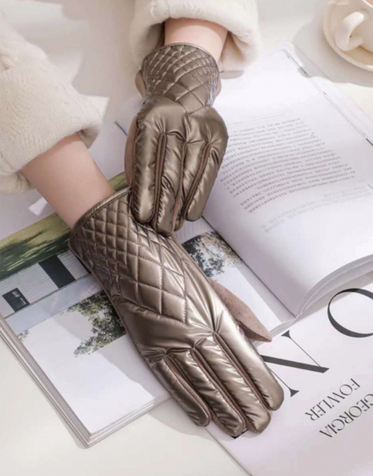 Taupe Shiny Bubble Gloves