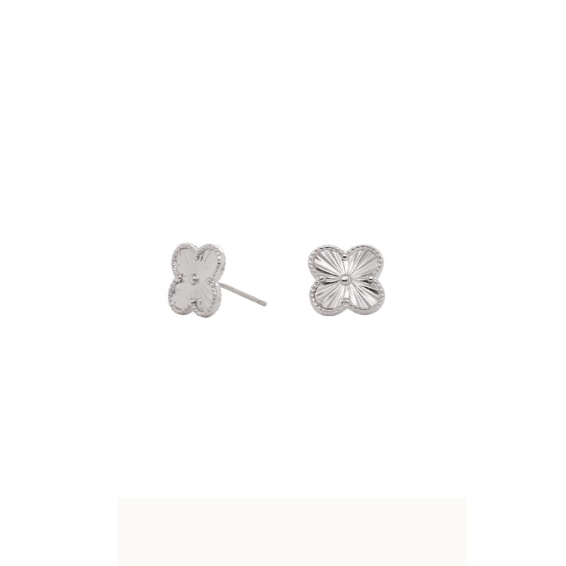 Four Leaf Clover 925 Silver Rhodium Plated Studs