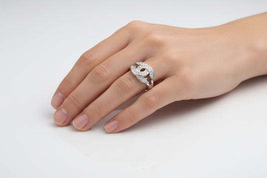 Designer Inspired CC logo Sterling Silver Ring