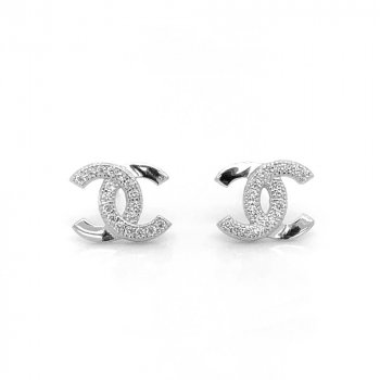 Designer Inspired CC logo Sterling Silver Studs Small